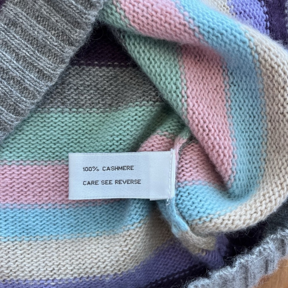 Vintage 90s Sutton Studio Cashmere Sweater Women's Small Striped Pastels Classic - Picture 9 of 12